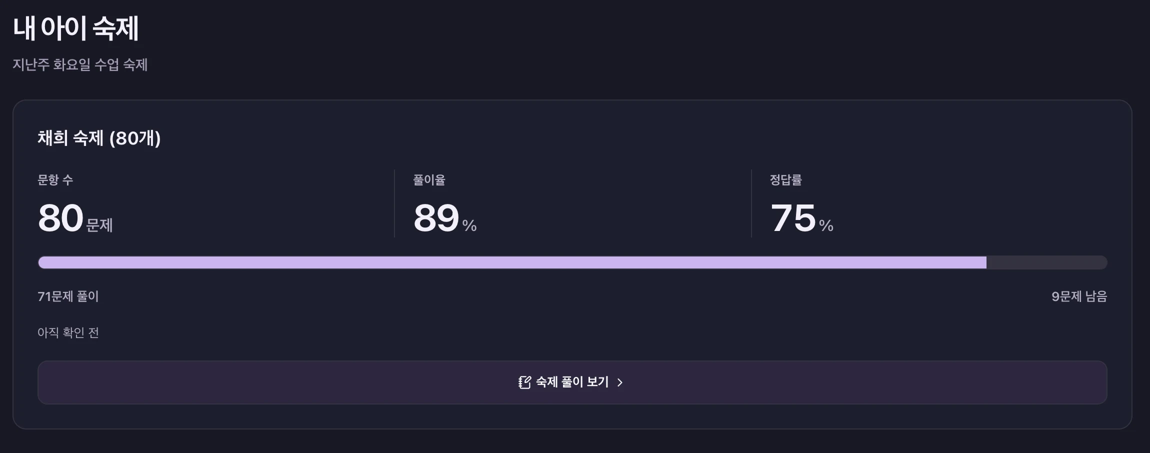 숙제 완성도 그래프